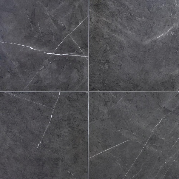 Ivy Hill Tile Marmo Dark Gray 23.62 in. x 23.62 in. Polished Marble Look Porcelain Floor and Wall Tile (15.49 sq. ft./Case)