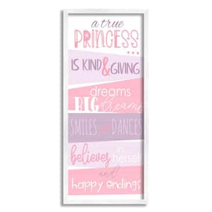 A True Princess Motivational Pink Purple Phrase by Anna Quach Framed Print Typography Texturized Art 10 in. x 24 in.