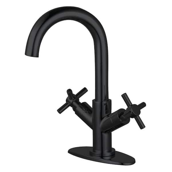 Kingston Brass Concord 2-Handle High Arc Single-Hole Bathroom Faucet with Push Pop-Up in Matte Black