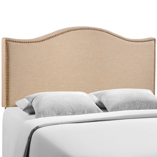 MODWAY Curl Cafe Queen Nailhead Upholstered Headboard