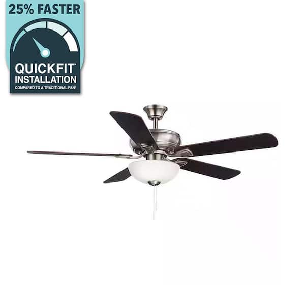 Rothley II 52 in. Indoor LED Brushed Nickel Ceiling Fan with Light Kit, Downrod, Reversible Motor and Reversible Blades