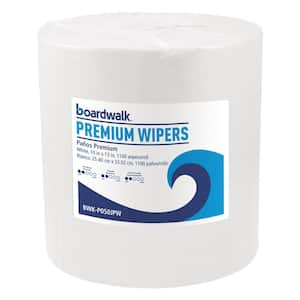 10 in. x 13 in. White, Hydrospun Cleaning Wipes, (1100-Roll)