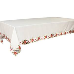 Xia Home Fashions 60 in. x 84 in. Festive Poinsettia Embroidered ...