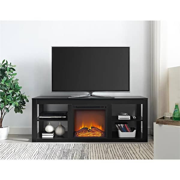 Black Tv Stand Console With Fireplace, Tv Stand With Fireplace 65 Inch
