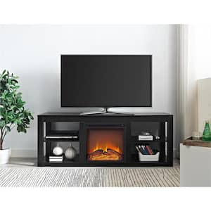 Nelson 65 in. Black TV Stand Console with Fireplace