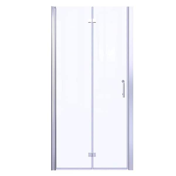 36 to 37 - 1/4 in. W x 72 in. H Bi-Fold Frameless Shower Doors in Chrome with Clear Glass