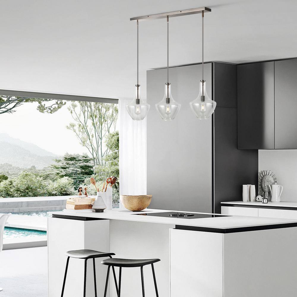 Modena Modern Bronze 69'' Clear Glass Island Light