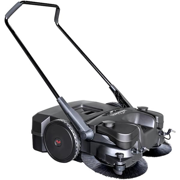 Tomahawk Power Commercial 30 in. Battery Powered Push Sweeper with Triple Power Brooms Electric Drive and Dust Suppression