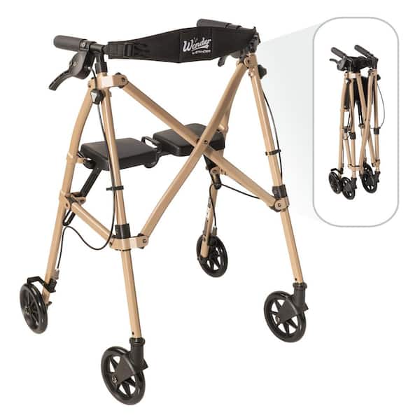 Wonder Rollator, 4-Wheel Lightweight Folding Walker with Seat in Desert Sand