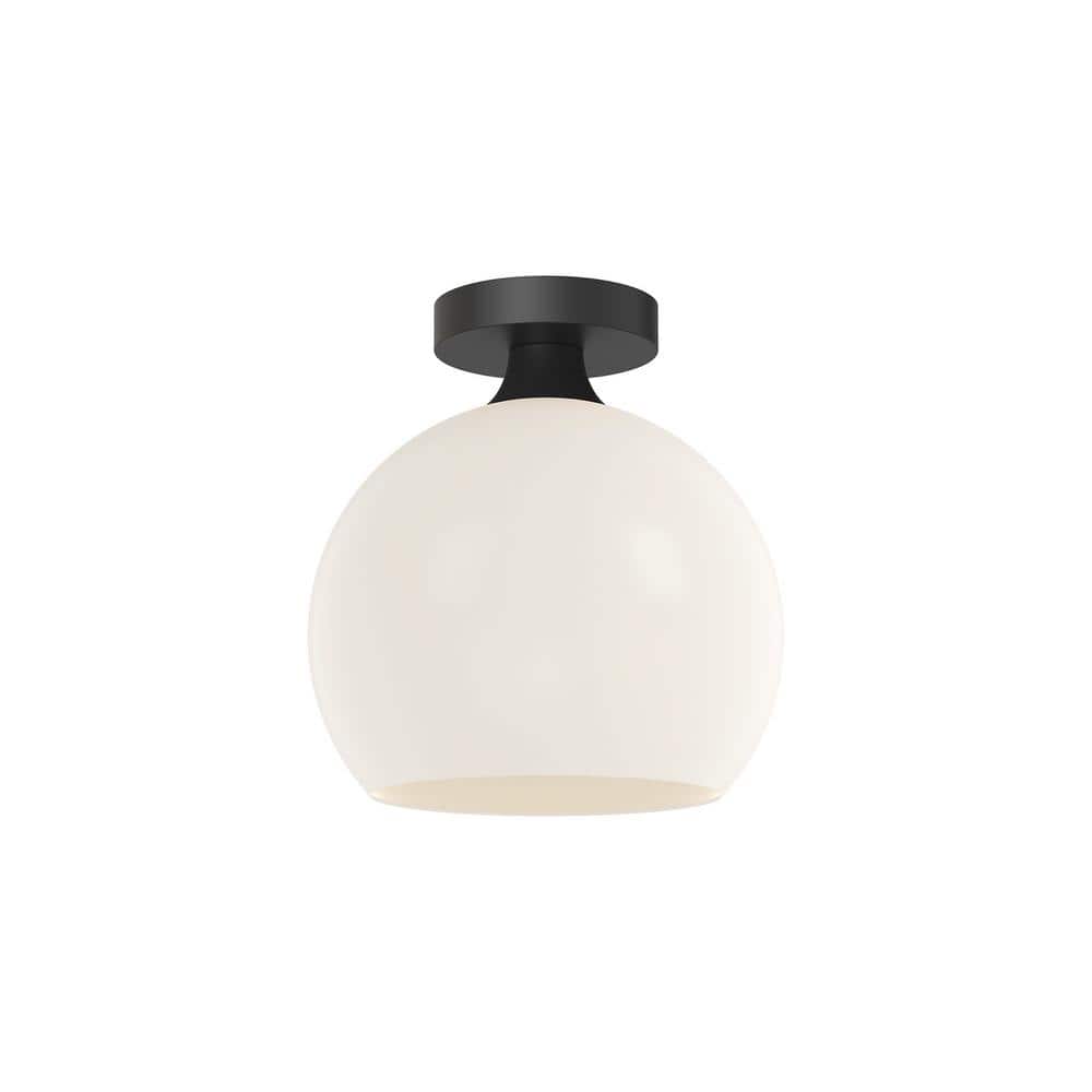 Castilla Matte Black 10.5" Globe Glass Flush Mount