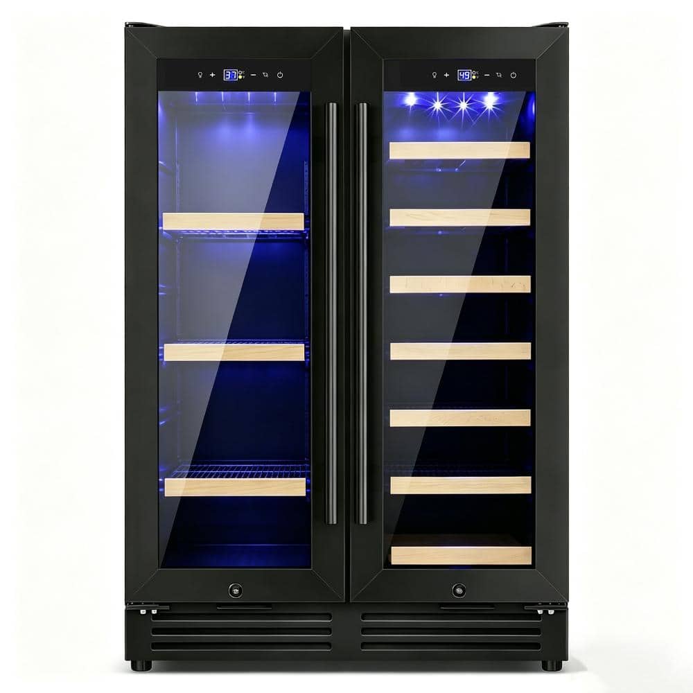 24 in. Built In Dual Zone 20-Wine Bottle and 60-Cans Beverage & Wine Cooler with 2 Child Safety Lock in Black price history on PriceWatchPro