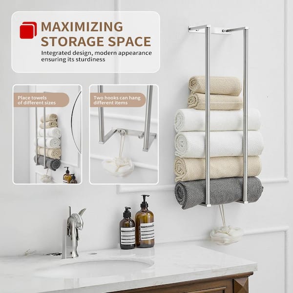 BWE Towel Rack with 2-Towel Bars Wall Mount Holder, Bathroom