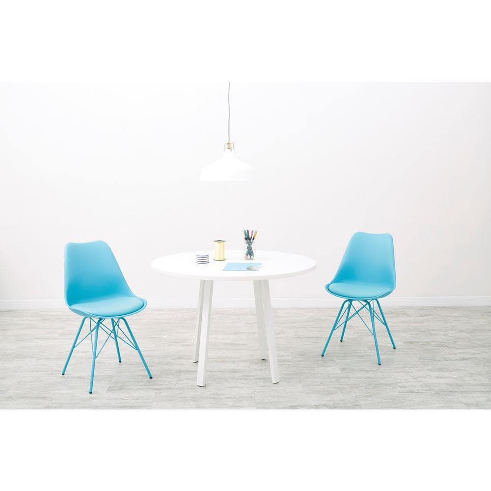 Modern Teal Faux Leather Upholstered Side Chair with Alloy Legs