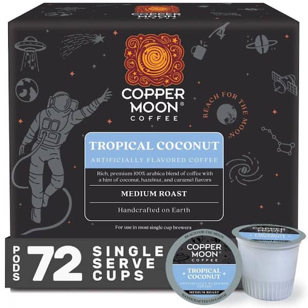 Single Serve Coffee Pods for Keurig K-Cup Brewers, Medium Roast, Tropical Coconut Blend (72-Pack)