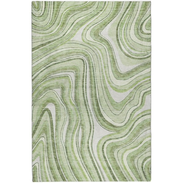 Dream Shag Premium Machine Washable Abstract ADS756 Aloe 9 ft. x 12 ft. Area Rug