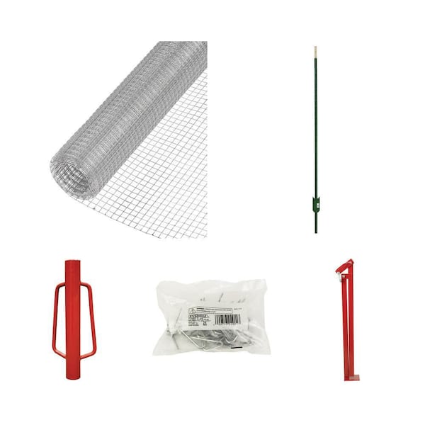1/2in. x 4ft. x 25ft. Hardware Cloth, T-Post, Driver, Clips, Puller