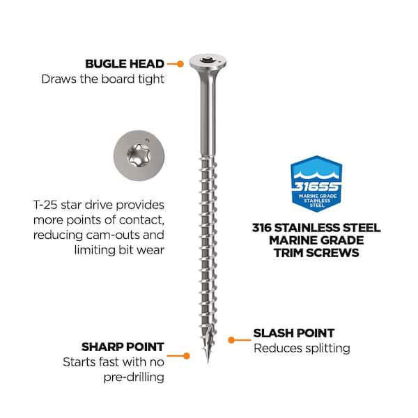 CAMO 3 in. #10 316 Stainless Steel Premium Star Drive Bugle-Head Deck Screws (350-Count)