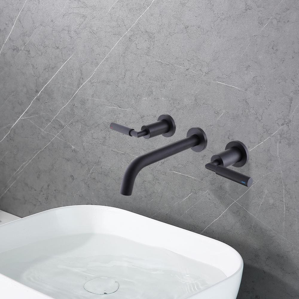 Matte Black Wall-Mounted Solid Brass Bathroom Faucet