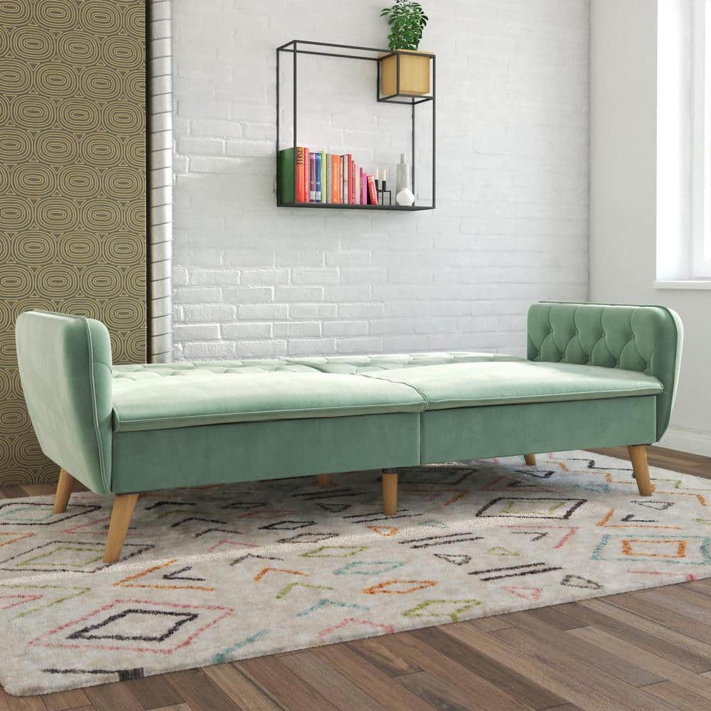 Tallulah Light Green Velvet Memory Foam Sleeper Sofa