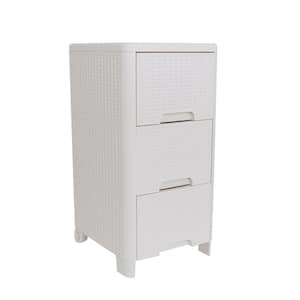 Rattan Style 3 Drawer Unit in Ivory