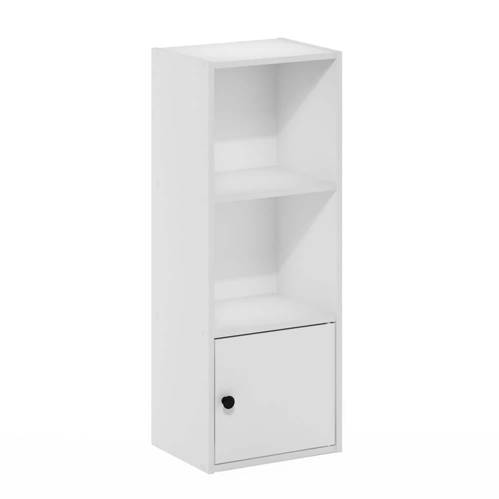 Furinno Luder 12 in. W White 2-Shelf Bookcase with 1-Door