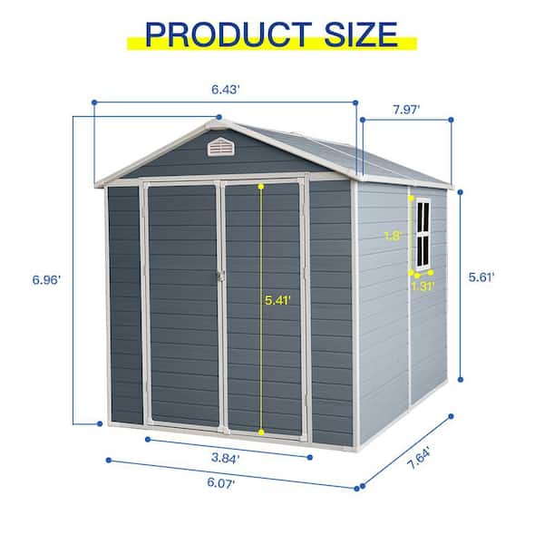 6 ft. W x 8 ft. D Resin Shed with Double Door (48 sq. ft.)