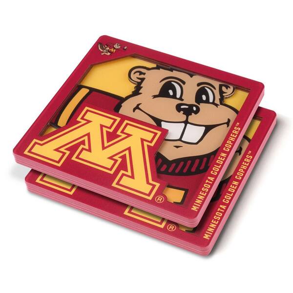 YouTheFan NCAA Minnesota Golden Gophers 3D Logo Series Multi-Colored Coasters