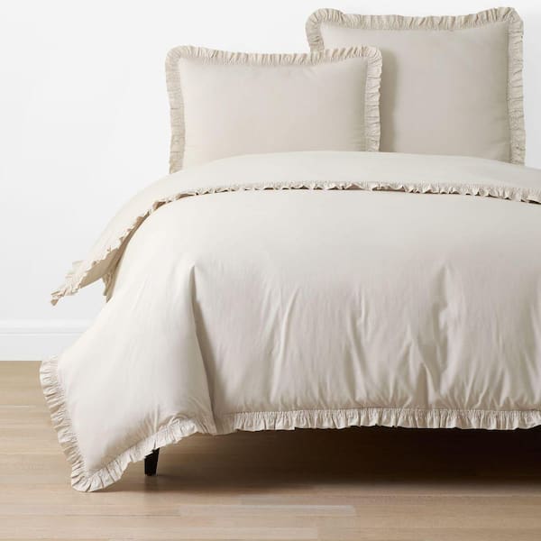 Company Cotton Ruffle Garment Wash Buff Full/Queen Duvet Cover