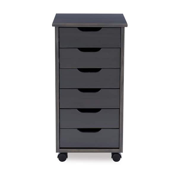 Linon Home Decor McLeod Grey 6-Drawer Rolling Storage Cart THD02090