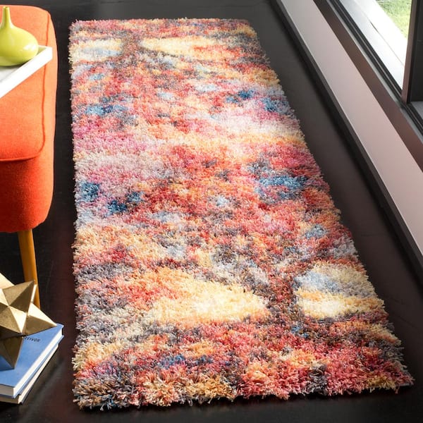 Gypsy 2 ft. x 6 ft. Rust/Blue Landscape Abstract Runner Rug