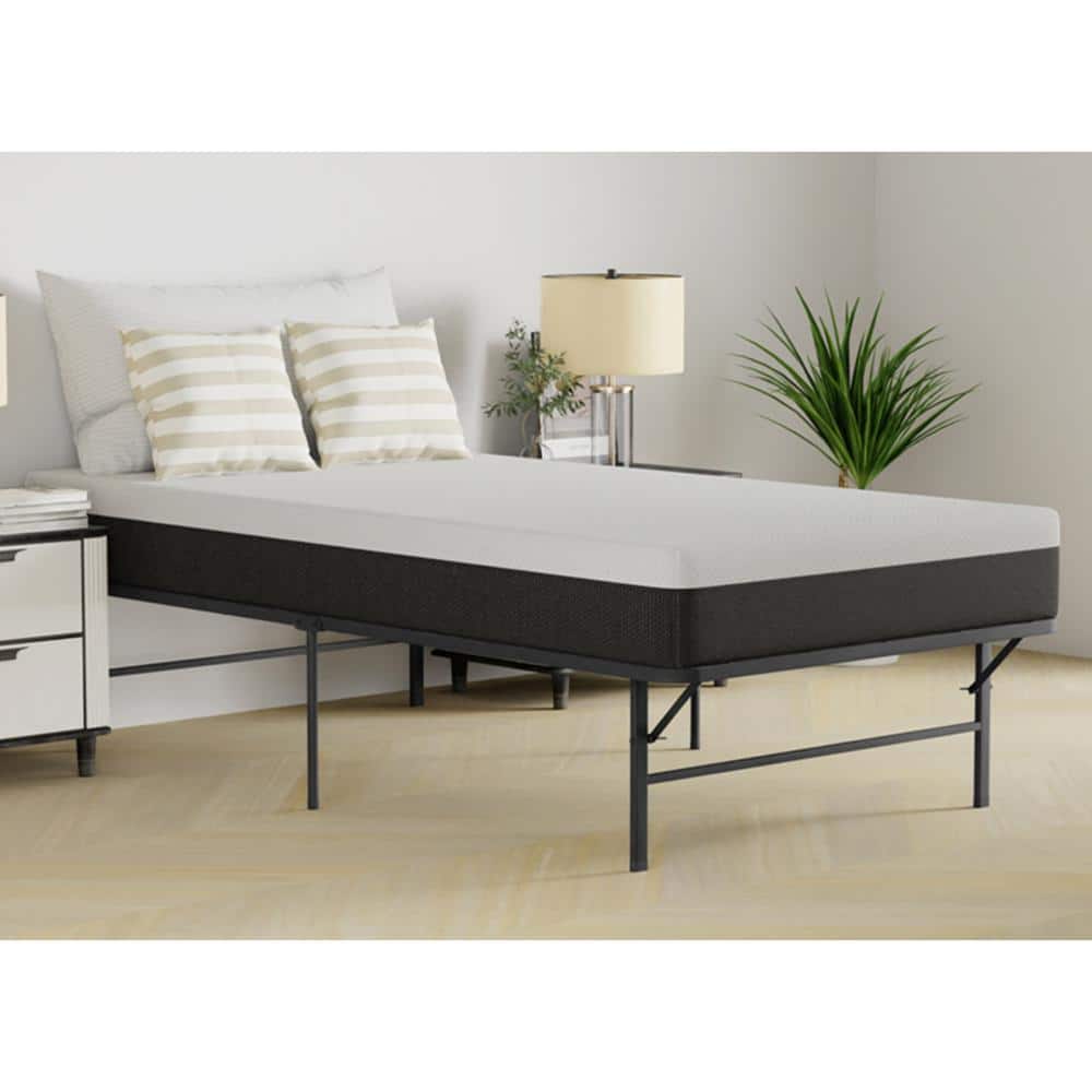 Zephyra Black Metal Twin Platform Bed Frame with Underbed Storage