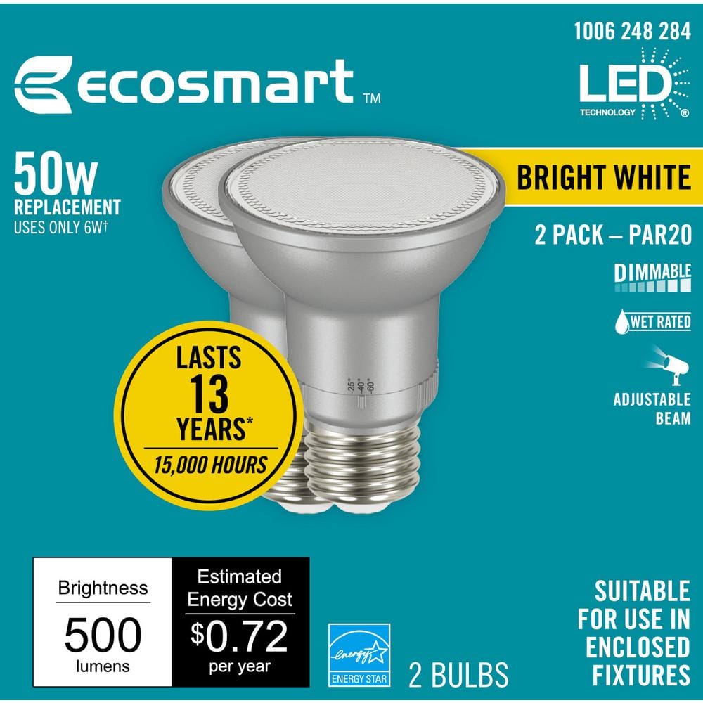 EcoSmart Bright White Dimmable LED Light Bulbs 2-Pack