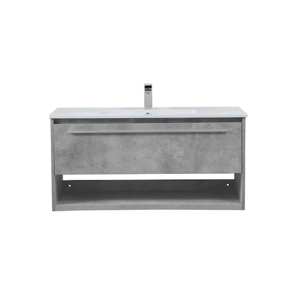 Unbranded Simply Living 40 in. W x 18.31 in. D x 19.69 in. H Bath Vanity in Concrete Grey with White Resin Top