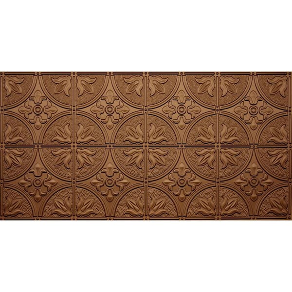 Global Specialty Products Dimensions 2 ft. x 4 ft. Glue Up Tin Ceiling Tile in Fused Bronze