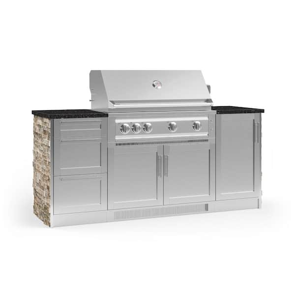 NewAge Products Signature Series 79.16 in. x 25.5 in. x 51 in. 6-Piece Outdoor Kitchen Cabinet Set with Liquid Propane 40 in. Gas Grill