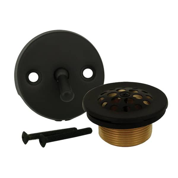 JONES STEPHENS Trip Lever Bath Tub Drain Conversion Kit with 2-Hole Overflow Plate Oil Rubbed Bronze