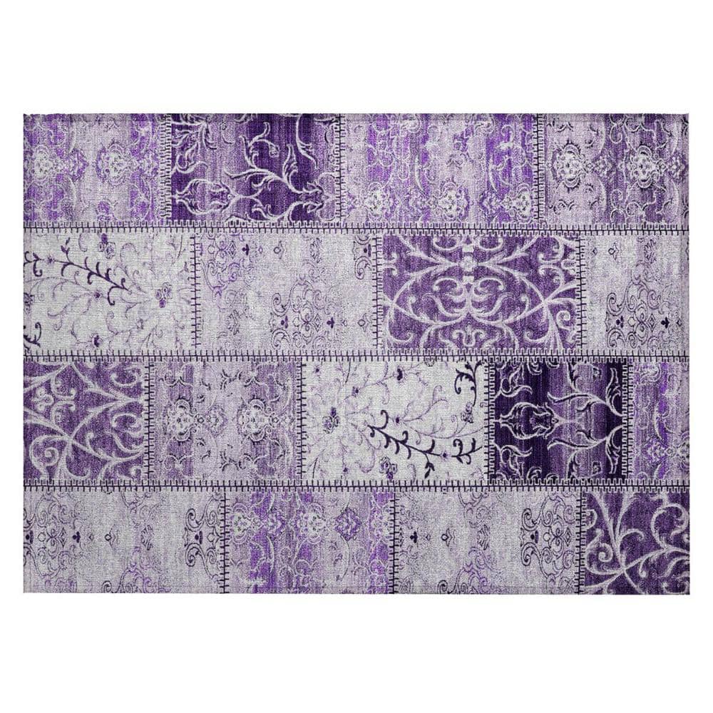 Purple 2 ft. x 3 ft. Woven Plaid Rectangle Indoor/Outdoor Area Rug price history on PriceWatchPro