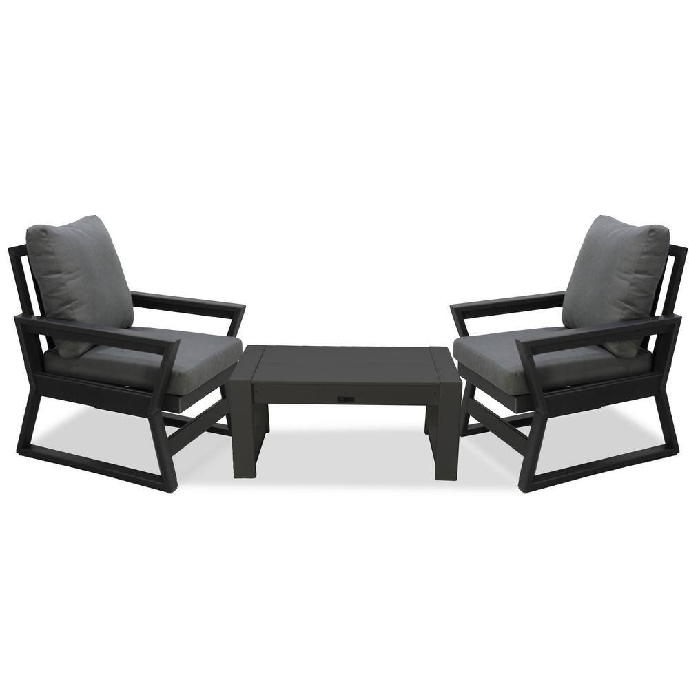 Malibu Gray HDPE 2-Person Outdoor Seating Set with Cushions
