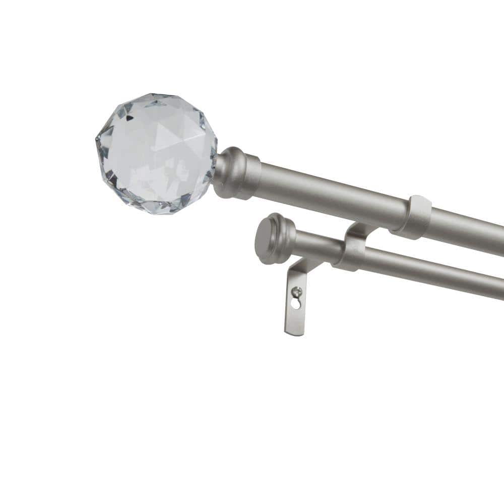 Crystal Ball Double Curtain Rod with Clear Acrylic Finials