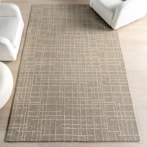 Tiera Checkered Wool Area Sand 5 ft. x 8 ft. Indoor Area Rug