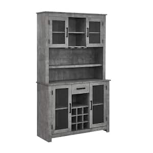 Home Source Jill Zarin Tall Bar Cabinet in Concrete with Mesh Doors