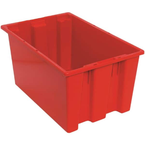 QUANTUM STORAGE SYSTEMS 12 Gal. Genuine Stack and Nest Tote in Red (Lid Sold Separately) (3-Carton)