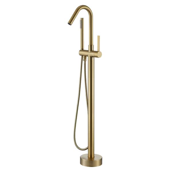 matrix decor 45.28 in. H Single Handle Free Standing Tub Faucet with Shower in Brushed Gold