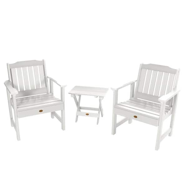 Highwood Lehigh White 3-Piece Recycled Plastic Outdoor Conversation Set
