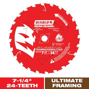 7-1/4in. 24-Teeth Demo Demon Framing/Demolition Circular Saw Blade for Wood