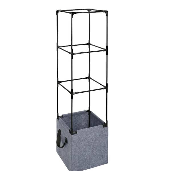 3-Pack 42.5" square tomato cages with grow bags. Stable support stakes for garden climbing veggies, fruits, vines.