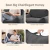 Various lifestyle shots and features of the bean bag chair.