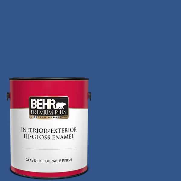 BEHR PREMIUM PLUS 1 gal. #PPU15-03 Dark Cobalt Blue Hi-Gloss Enamel Interior/Exterior Paint