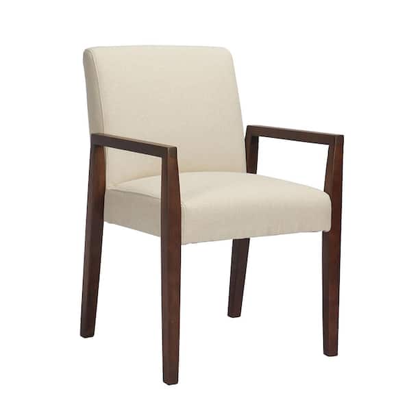 Homy Casa Tremont Beige Fabric Upholstered Arm Chair with Rubber Wood Legs (Set of 2)