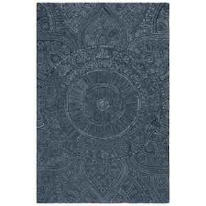 Marquee Dark Gray 3 ft. x 5 ft. Floral Solid Color Area Rug